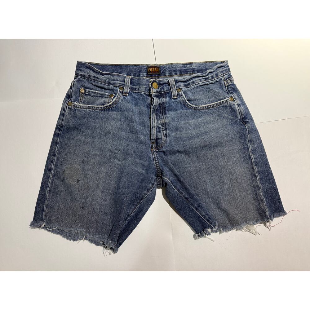 Vintage Fossil Denim Cut Off Shorts Jorts Medium Wash Distressed 8 Inseam